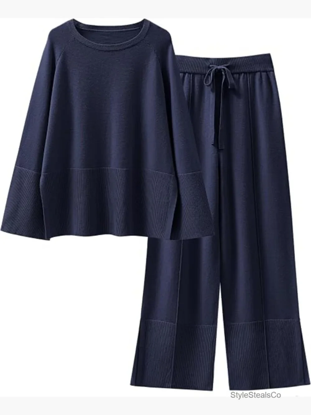 Oversized Knit Sweater Set with Wide Leg Pants Lounge Matching Pajama Set